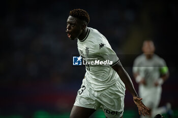 2024-08-12 - Christian Mawissa (AS Monaco) celebrates after scoring his team's goal during a Joan Gamper Trophy at Estadi Olimpic Lluis Companys in Barcelona, Spain, on August 12 2024. Photo by Felipe Mondino - TROFEU JOAN GAMPER: FC BARCELONA - AS MONACO - OTHER - SOCCER