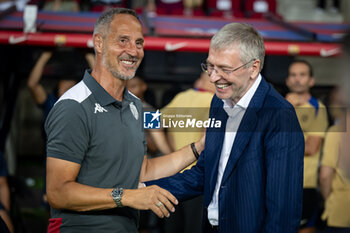 2024-08-12 - Dmitry Rybolovlev (AS Monaco president) and Head coach Adi Hutter (AS Monaco) smiles during a Joan Gamper Trophy at Estadi Olimpic Lluis Companys in Barcelona, Spain, on August 12 2024. Photo by Felipe Mondino - TROFEU JOAN GAMPER: FC BARCELONA - AS MONACO - OTHER - SOCCER