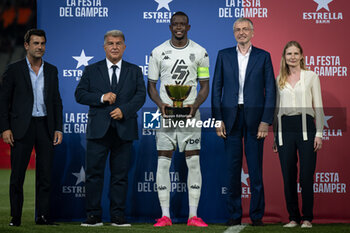 2024-08-12 - Denis Zakaria (AS Monaco), Dmitry Rybolovlev (AS Monaco president) and FC Barcelona president Joan Laporta smiles during a Joan Gamper Trophy at Estadi Olimpic Lluis Companys in Barcelona, Spain, on August 12 2024. Photo by Felipe Mondino - TROFEU JOAN GAMPER: FC BARCELONA - AS MONACO - OTHER - SOCCER