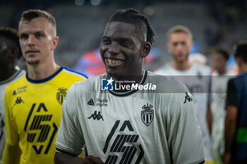 2024-08-12 - Brea Embolo smiles during a Joan Gamper Trophy at Estadi Olimpic Lluis Companys in Barcelona, Spain, on August 12 2024. Photo by Felipe Mondino - TROFEU JOAN GAMPER: FC BARCELONA - AS MONACO - OTHER - SOCCER