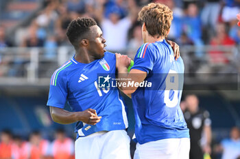 2024-09-05 - Edoardo Bove (ITA) celebrates after scoring the gol of 1-0 during the UEFA U21 Euro 2025 Qualifier match between Italy and San Marino at the Domenico Francioni Stadium on September 5, 2024 in Latina, Italy. - UEFA UNDER 21 - ITALY VS SAN MARINO - OTHER - SOCCER