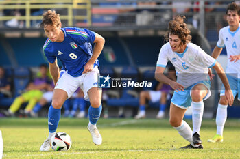 2024-09-05 - Edoardo Bove (ITA) is scoring the goal of 1-0 during the UEFA U21 Euro 2025 Qualifier match between Italy and San Marino at the Domenico Francioni Stadium on September 5, 2024 in Latina, Italy. - UEFA UNDER 21 - ITALY VS SAN MARINO - OTHER - SOCCER