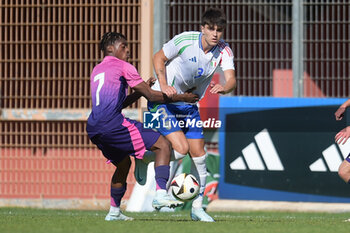 2024-09-10 - Italia's U20 Davide Bartesaghi in action against Germany's U20 Justin Diehl during the match Elite League Italy U20 - Germany U20 at the 