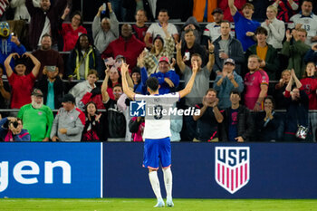 2024-11-18 - United States forward Ricardo Pepi (9) gestures to the crowd after scoring in the 42nd minute - CONCACAF NATIONS LEAGUE - USA VS JAMAICA - OTHER - SOCCER