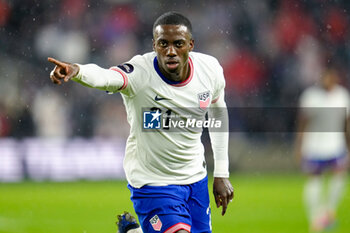 2024-11-18 - United States forward Tim Weah (21) gestures after scoring a goal in the second half - CONCACAF NATIONS LEAGUE - USA VS JAMAICA - OTHER - SOCCER