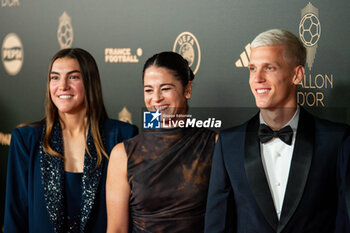 2024-10-28 - Patri Guijarro, Marta Torrejon and Dani Olmo during the red carpet ceremony of the Ballon d'Or (Golden Ball) France Football 2024 on 28 October 2024 at Theatre du Chatelet in Paris, France - FOOTBALL - BALLON D'OR 2024 - RED CARPET CEREMONY - OTHER - SOCCER