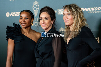 2024-10-28 - Laura Georges, Nadine Kessler and Josephine Henning during the red carpet ceremony of the Ballon d'Or (Golden Ball) France Football 2024 on 28 October 2024 at Theatre du Chatelet in Paris, France - FOOTBALL - BALLON D'OR 2024 - RED CARPET CEREMONY - OTHER - SOCCER