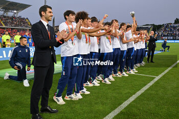 2024-06-09 - Team of Italy U17 celebrate the victory of UEFA European Under 17-Championship 2023/2024 - ITALY VS BOSNIA - FRIENDLY MATCH - SOCCER