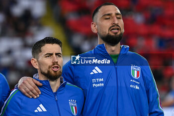 2024-06-09 - Italy's midfielder Jorginho and Italy's goalkeeper Gianluigi Donnarumma during the anthem - ITALY VS BOSNIA - FRIENDLY MATCH - SOCCER