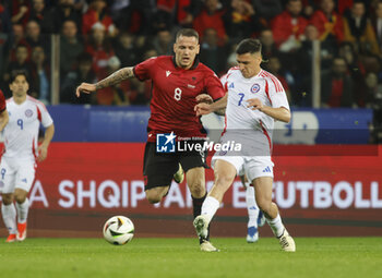 2024-03-22 - Rey Manaj of Albania and Marcelino Nunez of Chile during the friendly football match between the national team of Albania and and Chile, on 23 March 2023 at Ennio Tardini Stadium in Parma, Italy. Photo Nderim KACELI - ALBANIA VS CHILE - FRIENDLY MATCH - SOCCER