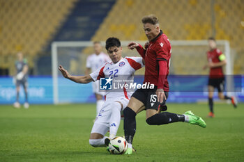 2024-03-22 - Dario Osorio of Chile and Taulant Seferi of Albania during the friendly football match between the national team of Albania and and Chile, on 23 March 2023 at Ennio Tardini Stadium in Parma, Italy. Photo Nderim KACELI - ALBANIA VS CHILE - FRIENDLY MATCH - SOCCER