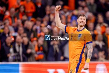 2024-03-22 - Wout Weghorst of Netherlands celebrates after scoring his teams third goal during the International Friendly football match between Netherlands and Scotland on March 22, 2024 at Johan Cruijff ArenA in Amsterdam, Netherlands - FOOTBALL - FRIENDLY GAME - NETHERLANDS V SCOTLAND - FRIENDLY MATCH - SOCCER