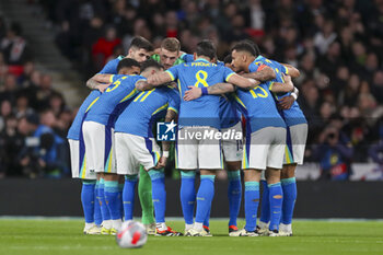 2024-03-23 - Brazil Team huddle before the International Friendly football match between England and Brazil on 23 March 2024 at Wembley Stadium in London, England - FOOTBALL - FRIENDLY GAME - ENGLAND V BRAZIL - FRIENDLY MATCH - SOCCER