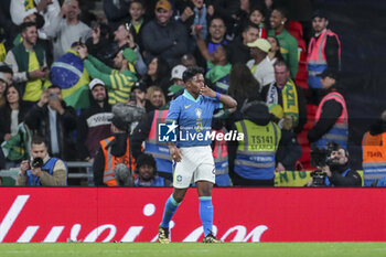 2024-03-23 - Brazil forward Endrick celebrates his goal 0-1 during the International Friendly football match between England and Brazil on 23 March 2024 at Wembley Stadium in London, England - FOOTBALL - FRIENDLY GAME - ENGLAND V BRAZIL - FRIENDLY MATCH - SOCCER