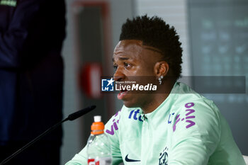 2024-03-25 - Vinicius Junior of Brazil during the training session and press conference of Brazil Team prior the friendly football match against Spain on March 25, 2024 at Ciudad Deportiva Real Madrid in Valdebebas, Madrid, Spain - FOOTBALL - BRAZIL TRAINING AND PRESS CONFERENCE - FRIENDLY MATCH - SOCCER