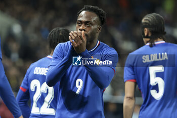 2024-03-25 - Arnaud Kalimuendo of France celebrates his goal during the International Under 23 Friendly football match between France U23 and United States, USA U23 on March 25, 2024 at Stade Auguste Bonal in Sochaux Montbeliard, France - FOOTBALL - U23 FRIENDLY GAME - FRANCE V USA - FRIENDLY MATCH - SOCCER