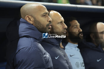 2024-03-25 - Coach of France Thierry Henry and his assistant-coaches Gerald Baticle and Gael Clichy during the International Under 23 Friendly football match between France U23 and United States, USA U23 on March 25, 2024 at Stade Auguste Bonal in Sochaux Montbeliard, France - FOOTBALL - U23 FRIENDLY GAME - FRANCE V USA - FRIENDLY MATCH - SOCCER