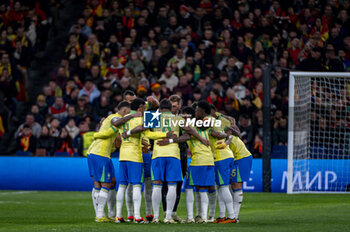 2024-03-26 - Brazil squad getting into the field during the friendly football match among the national teams of Spain and Brazil at Estadio Santiago Bernabeu, Madrid. - SPAIN VS BRAZIL - FRIENDLY MATCH - SOCCER