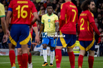 2024-03-26 - Vinicius Junior of Brazil (C) during the friendly football match among the national teams of Spain and Brazil at Estadio Santiago Bernabeu, Madrid. - SPAIN VS BRAZIL - FRIENDLY MATCH - SOCCER