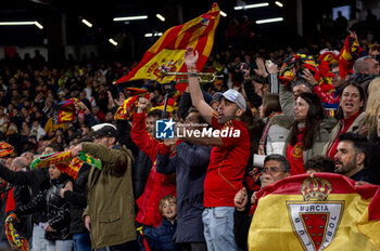 2024-03-26 - Spain fans celebrate a goal during the friendly football match among the national teams of Spain and Brazil at Estadio Santiago Bernabeu, Madrid. - SPAIN VS BRAZIL - FRIENDLY MATCH - SOCCER