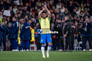 2024-03-26 - Yan Couto of Brazil greets the fans during the friendly football match among the national teams of Spain and Brazil at Estadio Santiago Bernabeu, Madrid. - SPAIN VS BRAZIL - FRIENDLY MATCH - SOCCER