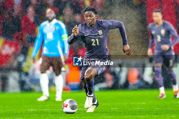 2024-03-27 - Kobbie Mainoo (21) of England during the International Friendly football match between England and Belgium on 26 March 2024 at Wembley Stadium in London, England - FOOTBALL - FRIENDLY GAME - ENGLAND V BELGIUM - FRIENDLY MATCH - SOCCER