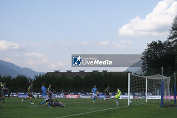 2024-07-16 - Napoli's Italian defender Leonardo Spinazzola scores against anauune goalkeeper Alessio Gionta during friendly match SSC Napoli Anaune val di Non SSC Napoli's 2024-25 preseason training camp in val di sole in Trentino, Dimaro Folgarida

 - NAPOLI VS ANAUNE VAL DI NON - FRIENDLY MATCH - SOCCER