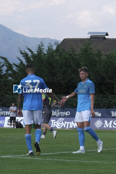 2024-07-16 - Napoli's Italian defender Leonardo Spinazzola celebrates after scoring a goal with Napoli's Danish midfielder Jesper Lindstrom during friendly match SSC Napoli Anaune val di Non SSC Napoli's 2024-25 preseason training camp in val di sole in Trentino, Dimaro Folgarida

 - NAPOLI VS ANAUNE VAL DI NON - FRIENDLY MATCH - SOCCER