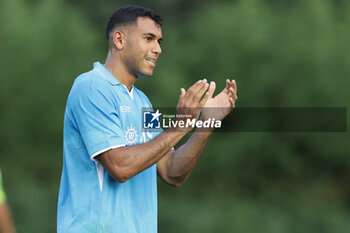 2024-07-16 - Napoli's Moroccan forward Walid Cheddira celebrates after scoring a goal during friendly match SSC Napoli Anaune val di Non SSC Napoli's 2024-25 preseason training camp in val di sole in Trentino, Dimaro Folgarida

 - NAPOLI VS ANAUNE VAL DI NON - FRIENDLY MATCH - SOCCER