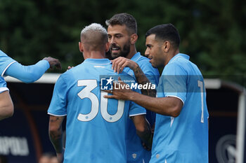 2024-07-20 - Napoli's Italian defender Leonardo Spinazzola celebrates after scoring a goal during friendly match SSC Napoli vs Mantova in SSC Napoli's 2024-25 preseason training camp in val di sole in Trentino, Dimaro Folgarida

 - NAPOLI VS MANTOVA - FRIENDLY MATCH - SOCCER