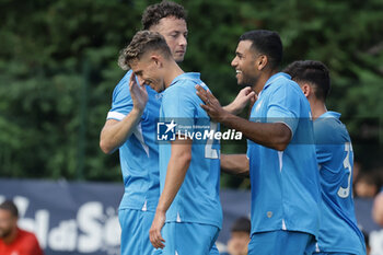 2024-07-20 - Napoli's Moroccan forward Walid Cheddira celebrates after scoring a goal during friendly match SSC Napoli vs Mantova in SSC Napoli's 2024-25 preseason training camp in val di sole in Trentino, Dimaro Folgarida

 - NAPOLI VS MANTOVA - FRIENDLY MATCH - SOCCER