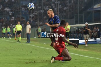 2024-08-02 - Federico Dimarco (Inter) thwarted by Idrissa Toure' (Pisa) - PISA SC VS INTER - FC INTERNAZIONALE - FRIENDLY MATCH - SOCCER