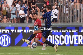 2024-08-02 - Marius Marin (Pisa) thwarted by Francesco Acerbi (Inter) - PISA SC VS INTER - FC INTERNAZIONALE - FRIENDLY MATCH - SOCCER