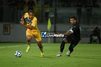 2024-08-03 - Anthony Oyono of Frosinone Calcio and Mattia Zaccagni of S.S. Lazio during the friendly match between Frosinone Calcio vs S.S. Lazio 03rd August 2024 at the Benito Stirpe Stadium in Frosinone - FROSINONE VS LAZIO - FRIENDLY MATCH - SOCCER