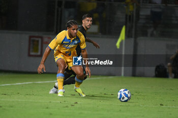 2024-08-03 - Anthony Oyono of Frosinone Calcio and Mattia Zaccagni of S.S. Lazio during the friendly match between Frosinone Calcio vs S.S. Lazio 03rd August 2024 at the Benito Stirpe Stadium in Frosinone - FROSINONE VS LAZIO - FRIENDLY MATCH - SOCCER