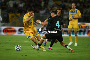 2024-08-03 - Marvin Cuni of Frosinone Calcio Gabarron Patric of S.S. Lazio and Matteo Guendouzi of S.S. Lazio during the friendly match between Frosinone Calcio vs S.S. Lazio 03rd August 2024 at the Benito Stirpe Stadium in Frosinone - FROSINONE VS LAZIO - FRIENDLY MATCH - SOCCER