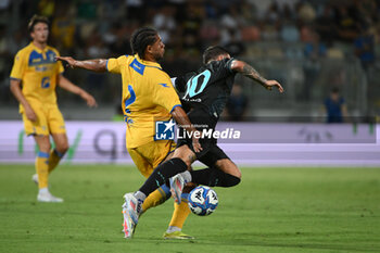 2024-08-03 - Anthony Oyono of Frosinone Calcio and Mattia Zaccagni of S.S. Lazio during the friendly match between Frosinone Calcio vs S.S. Lazio 03rd August 2024 at the Benito Stirpe Stadium in Frosinone - FROSINONE VS LAZIO - FRIENDLY MATCH - SOCCER