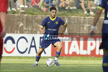 2024-07-17 - Reda Belahyane of Hellas Verona play the ball during Hellas Verona FC vs Top 22 Dilettanti Verona, 1° Test Match, at Centro Sportivo 'La Pineta' on Folgaria (TN), on July 17, 2024. - HELLAS VERONA FC VS TOP 22 DILETTANTI VERONA - FRIENDLY MATCH - SOCCER