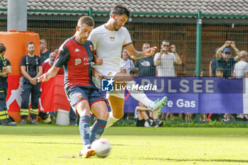 2024-07-20 - Mattia Bani of Genoa CFC battle for the ball with Michael Svoboda of Venezia FC during Genoa CFC vs Venezia FC, Test Match pre season Serie A Enilive 2024-25, at Centro Sportivo 