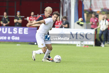 2024-07-20 - Gaetano Oristanio of Venezia FC competes for the ball with Morten Thorsby of Genoa CFC during Genoa CFC vs Venezia FC, Test Match pre season Serie A Enilive 2024-25, at Centro Sportivo 