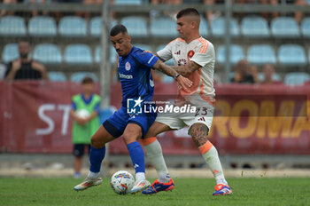 2024-08-03 - Roma's Gianluca Mancini in action against Andreas Olympiacos FC during the friendly match AS Roma - Olympiacos FC at the 