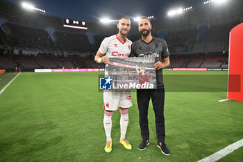 2024-07-31 - Bari’s Valerio Di Cesare and Francesco Vicari during friendly match between Bari vs Salernitana at the San Nicola Stadium in Bari 31 july 2024 - BARI VS SALERNITANA - FRIENDLY MATCH - SOCCER