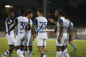 2024-08-03 - Hellas Verona's players jubilates after scoring the goal of Suat Serdar of Hellas Verona FC during Hellas Verona FC vs Asteras Tripolis FC, 5° Test Match, at stadio 