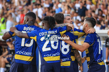 2024-08-04 - Parma Calcio team celebrates after scoring first goal - PARMA CALCIO VS ATALANTA BC - FRIENDLY MATCH - SOCCER