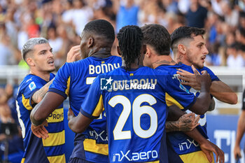 2024-08-04 - Parma Calcio team celebrates after scoring first goal - PARMA CALCIO VS ATALANTA BC - FRIENDLY MATCH - SOCCER