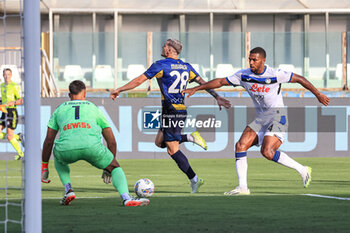 2024-08-04 - Isak Hien (Atalanta BC) fights for the ball against Valentin Mihaila (Parma Calcio) - PARMA CALCIO VS ATALANTA BC - FRIENDLY MATCH - SOCCER