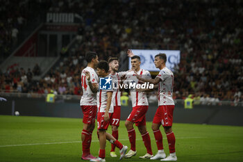 2024-08-13 - Daniel Maldini of AC Monza celebrates after scoring during AC Milan vs AC Monza , 2° edition of 