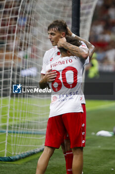 2024-08-13 - Daniel Maldini of AC Monza celebrates after scoring during AC Milan vs AC Monza , 2° edition of 