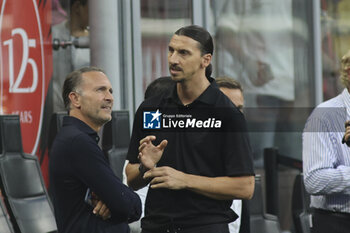 2024-08-13 - Zlatan Ibrahimovic Advisor of AC Milan speaks to Gerry Cardinale Chairman of AC Milan during AC Milan vs AC Monza , 2° edition of 