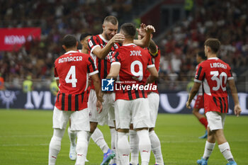 2024-08-13 - Luka Jovic of AC Milan  celebrates with team mate during AC Milan vs AC Monza , 2° edition of 